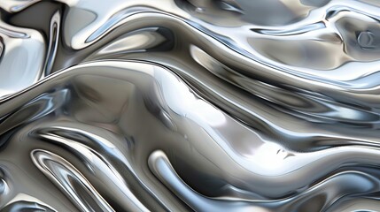 Abstract Wavy Chrome Surface with Shiny Texture