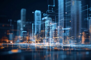 24. AI metropolis, digital control, futuristic design, holographic technology