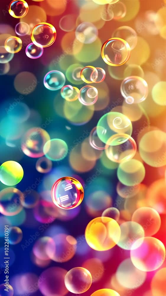 Aufkleber colorful soap bubbles with bokeh effect, vibrant abstract background. joyful celebration and playful