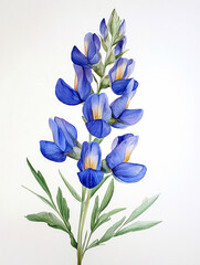 Beautiful bluebonnet flower watercolor style