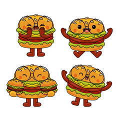 cute burger mascot character illustration
