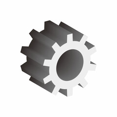 Isometric view of a machine gear with ten gear teeth