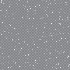 Christmas Snowflakes Falling on Transparent Background Winter Holiday Pattern Vector