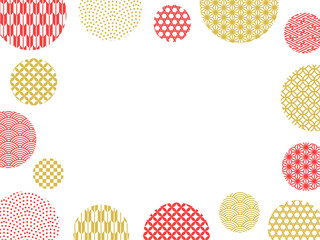 金と赤の和柄の円のフレーム