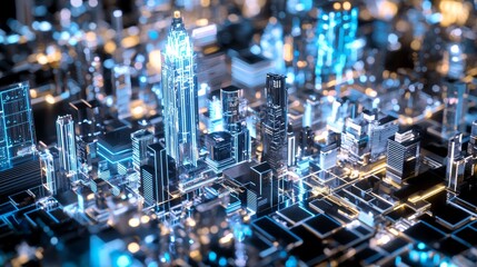 Futuristic Cityscape Fusion - Hyper Detailed 3D Illustration Combining Real and Digital Elements with Vibrant Colors and Intricate Designs