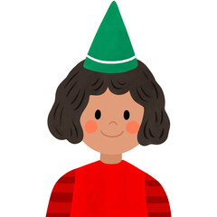 Cute watercolor kid elf  element.