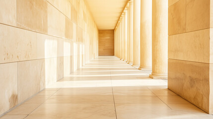 Sunlit Colonnaded Hallway