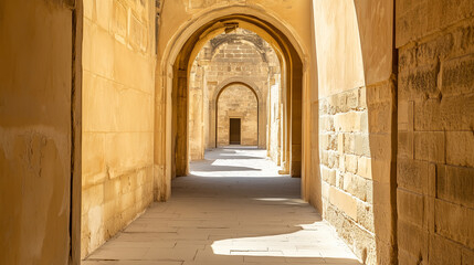 Fototapeta premium Arched Corridor of Ancient Building