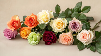 Discover a dozen exquisite roses in vibrant colors, ideal for enriching romantic environments and crafting beautiful floral arrangements for cherished moments and celebrations.