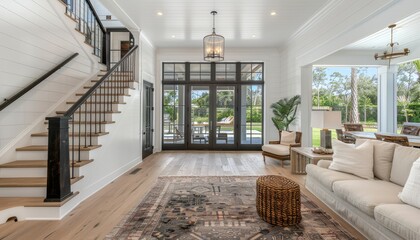 Charming and welcoming entryway featuring elegant and stylish decorative elements