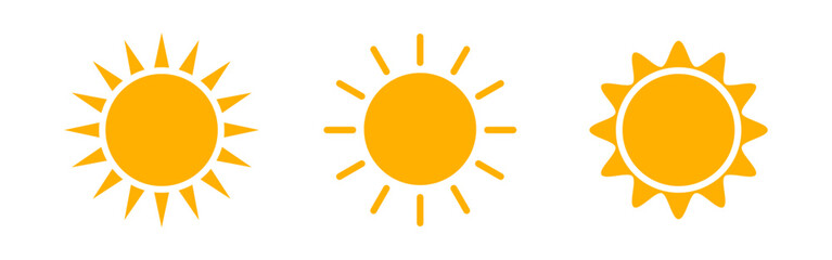 Vector isolated Yellow Sun icon set