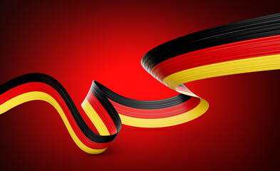 3d Flag Of Germany 3d Wavy Shiny Germany Ribbon Flag Isolated On Red Background 3d Illustration