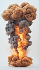 A large explosion with smoke and flames rising dramatically into the air.