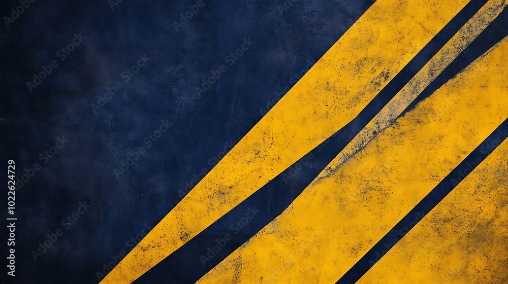 Poster Abstract background with diagonal yellow lines on dark blue surface.