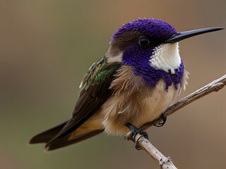 A hummingbird is flying over some flowers and the bird is flying away