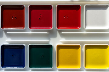 Set of multicolored watercolor paints