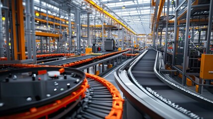 Obraz premium Automated Conveyor System in a Modern Factory