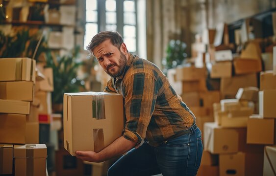 Back ache was experienced by a worker who was lifting big boxes on the day of the move.