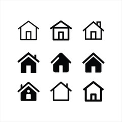 house icons set vector art. minimalist home Icons collection - 9 unique designs. home icons, minimalist design, simple house icon