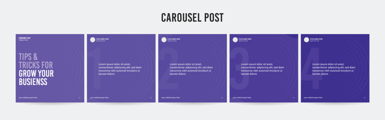 Editable Instagram Carousel Post Layout Set, Social Media Marketing microblog template design, tips & tricks linkedin post template, eps 10.	