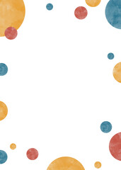 丸のポップなフレーム、水彩、縦向き
