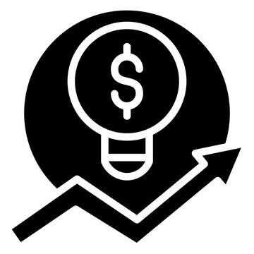 recommend clip art: Dollar With Growth Arrow Icon, Black And White Glyph Icon Symbol