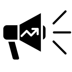 Megaphone Icon, Black And White Glyph Icon Symbol