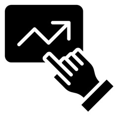 Growth Arrow Icon, Black And White Glyph Icon Symbol