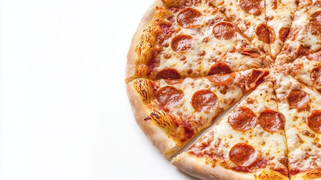 close up american style pizza , topping paperoni , top view, place for text