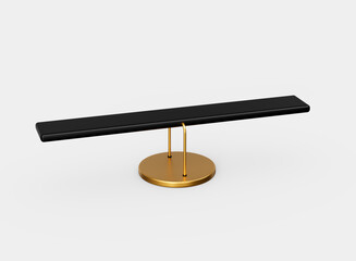 Sleek Balance Scale With Black Beam On Golden Stand Leverage And Equilibrium Concept 3D Illustration