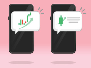 Smartphone Stocks Notification Up Bullish Graph