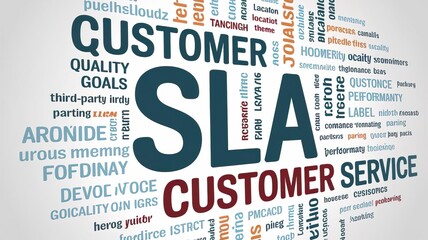 A visual representation of customer service concepts, focusing on SLA, quality, and goals in a professional environment.