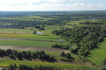 Fototapeta premium Waterlogged fields near Odra River after downpour