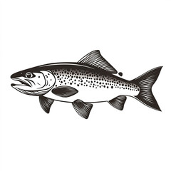 Trout Silhouette, Illustration Isolated On White Background