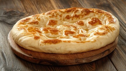 Freshly Baked Flatbread on Wooden Board
