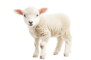 Fototapeta premium Small cute lamb, isolated on white background