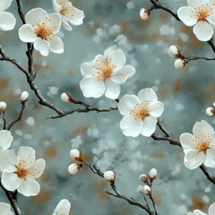 Delicate Flowers on Branches Against a Soft Background