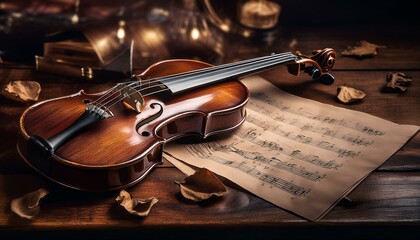 Fototapeta premium A beautifully crafted violin with a rich mahogany finish.