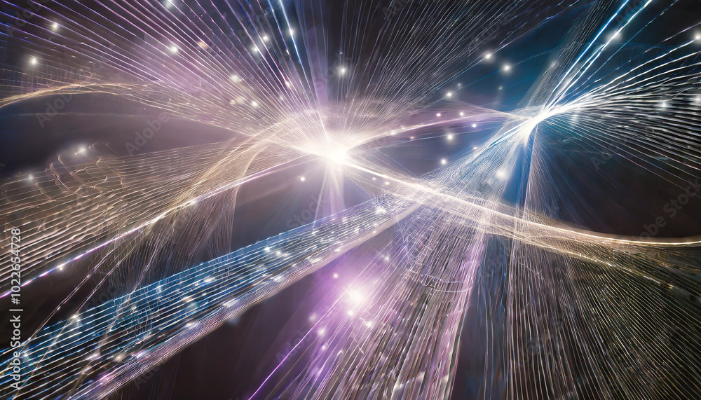 Poster colorful abstract light trails create a dynamic visual display resembling cosmic phenomena in a star