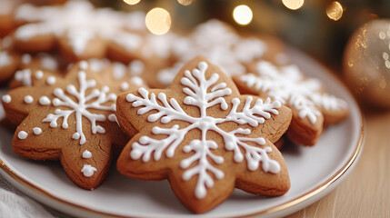 Freshly Baked Gingerbread Cookies Decorated for the Holidays