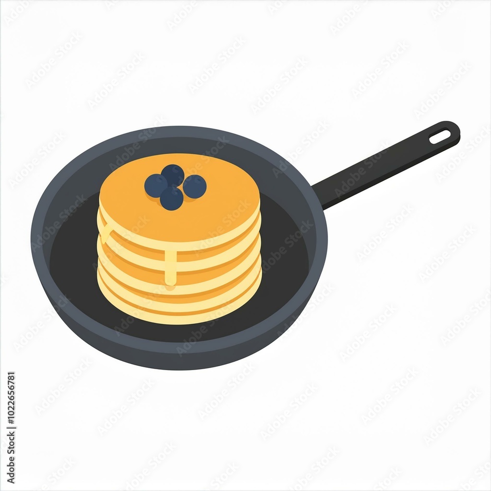 Wall mural pancakes in a pan illustration isolated on white