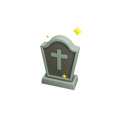 Obraz premium a 3D element render halloween tombstone with a cross