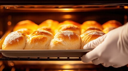 Freshly Baked Dinner Rolls in the Oven