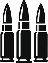 Set of Illustrations of bullets and cartridges in vintage monochrome style. Design element for logo, label, sign, emblem, poster. Vector illustration