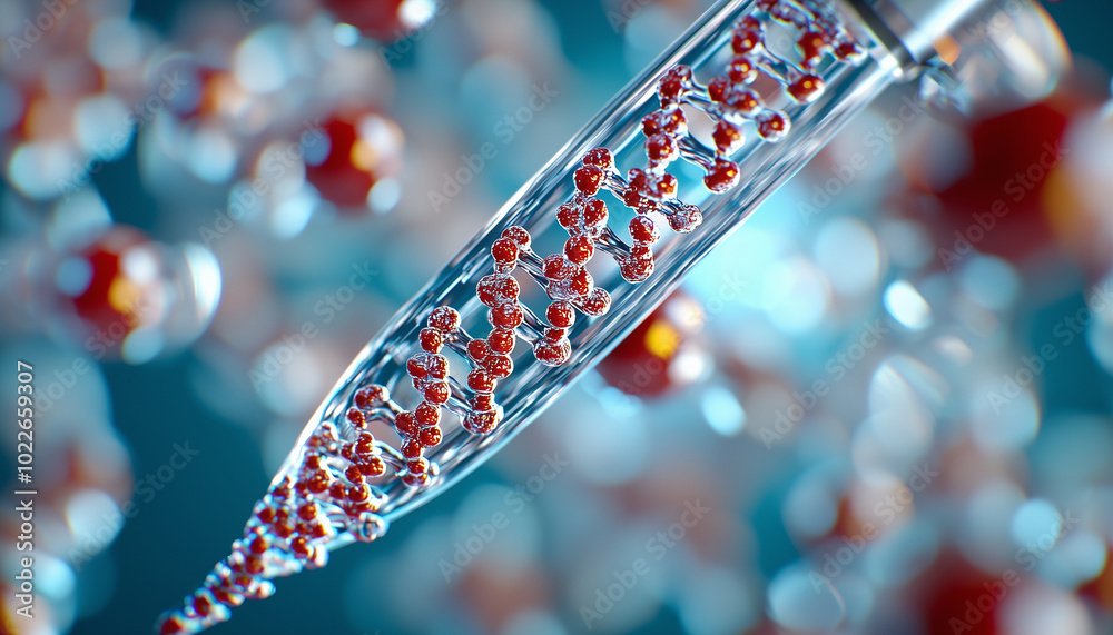 Aufkleber high tech dna sequencing device is shown with intricate details of molecular structures, highlightin