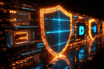 Fototapeta premium The Digital Rights Shield, Digital Rights Management DRM