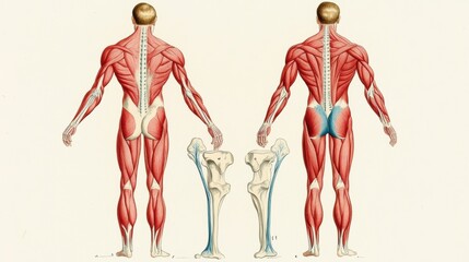 Detailed Anatomy Diagram of Male Muscular and Skeletal Systems