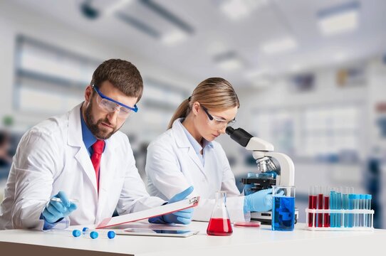 Scientist works in Laboratory for a Project.