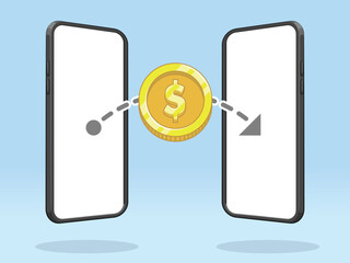 Smartphone Transfer Coin Money Transaction