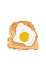 illustration of fried eggs on toasted white bread for breakfast